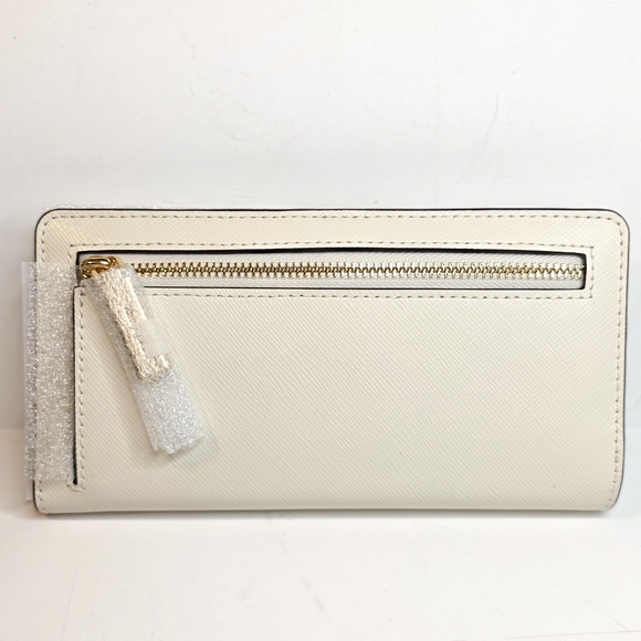Kate Spade New York Boxed Madison Perforated Large Slim Bifold Wallet Meringue - Picture 3 of 12